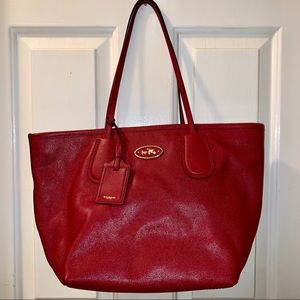Coach Taxi Red Pebbled Leather Tote